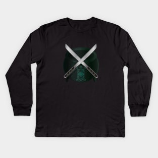 Veve Ogun Cauldron w Crossed Machetes Kids Long Sleeve T-Shirt